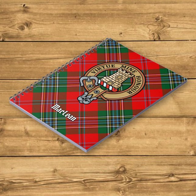 Caderno Espiral Clan MacLean Crest sobre Tartan (Criador carregado)