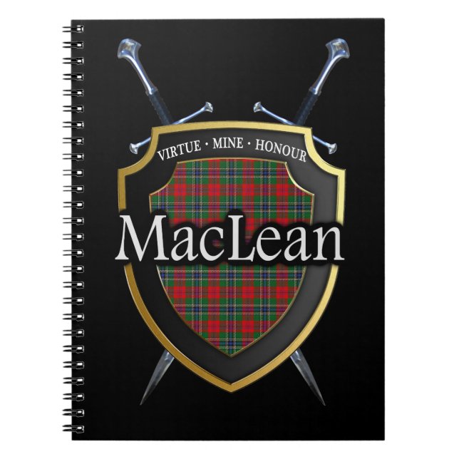 Caderno Espiral Clan MacLean Tartan Shield & Swords (Frente)