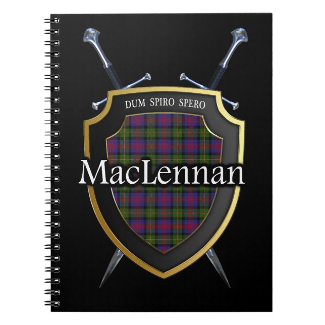 Caderno Espiral Clan MacLennan Tartan Shield & Swords (Frente)