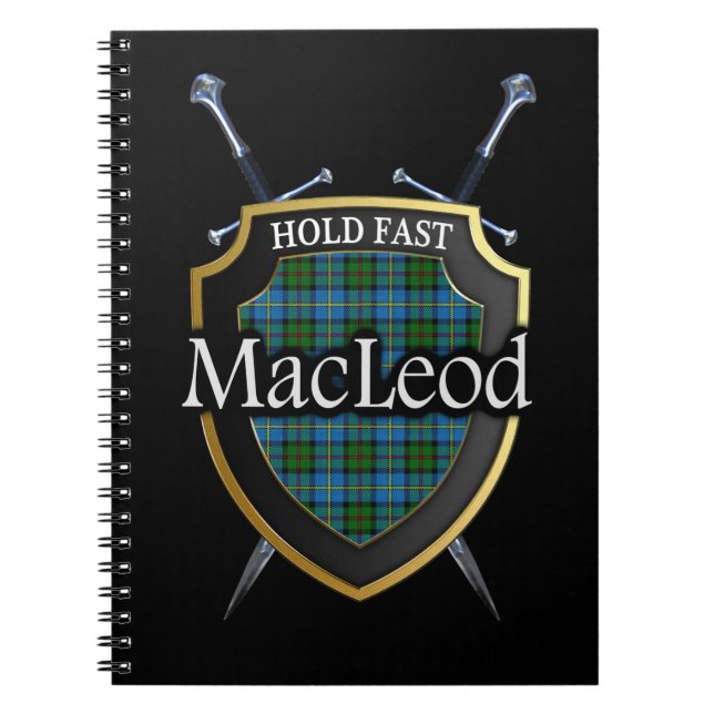 Caderno Espiral Clan MacLeod Tartan Shield & Swords (Frente)