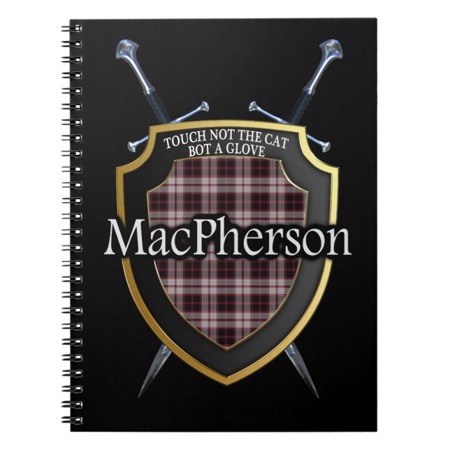 Caderno Espiral Clan MacPherson Tartan Shield & Swords (Frente)