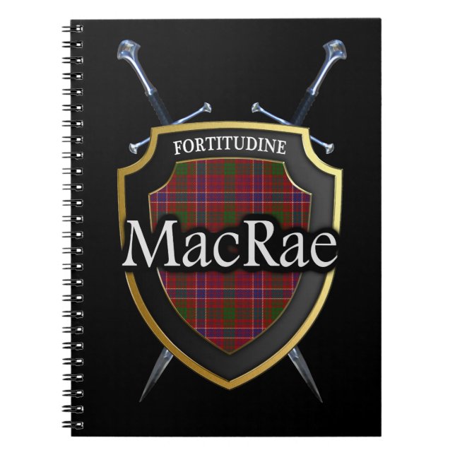 Caderno Espiral Clan MacRae Tartan Shield & Swords (Frente)