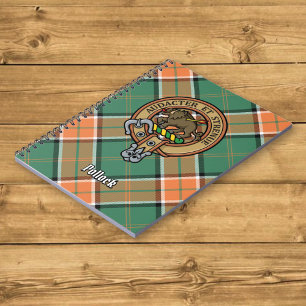 Caderno Espiral Clan Pollock Crest sobre Tartan