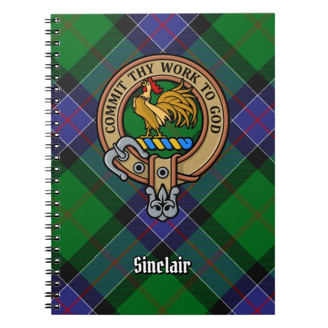 Caderno Espiral Clan Sinclair Crest sobre a Caça ao Tartan (Frente)