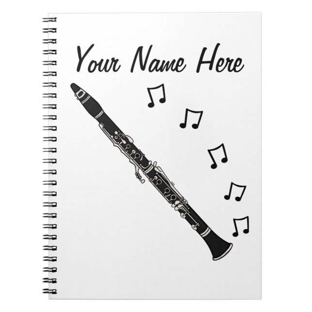 Caderno Espiral Clarinet Clarinetist Musical Teacher Personalizado (Frente)