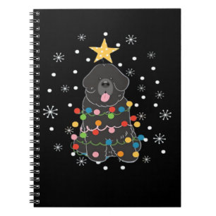 Caderno Espiral Classe de Árvore de Natal do Cão Terra-Nova Newfie
