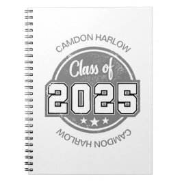 Caderno Espiral Classe de Nome do Formando de Vintage 2025
