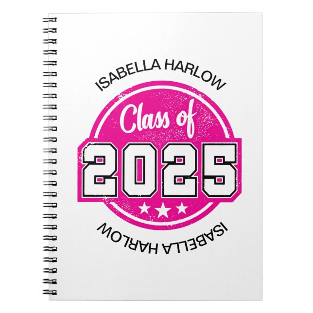 Caderno Espiral Classe de Nome do Formando Rosa 2025 (Frente)