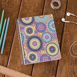 Caderno Espiral Classe de Padrão Colorido de Tendência Cócica Mode