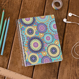 Caderno Espiral Classe de Padrão Colorido de Tendência Cócica Mode