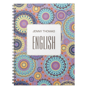 Caderno Espiral Classe de Padrão Colorido Moderno Chic Fofo Tendên