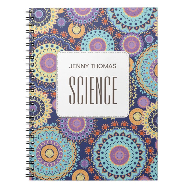 Caderno Espiral Classe de Padrão Simples Azul do Marinho Quic Mode (Frente)