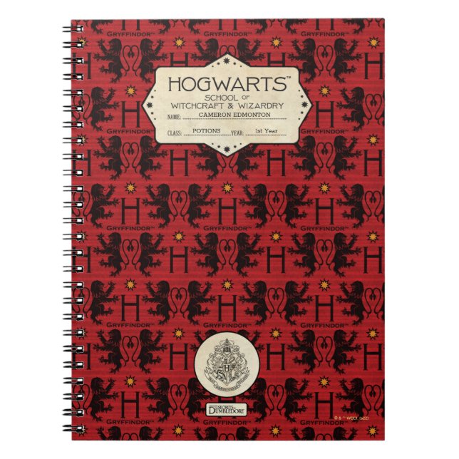 Caderno Espiral Classe HOGWARTS™ School GRYFFINDOR™ (Frente)