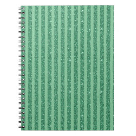 Caderno Espiral Classic Jade Green Glitter Style Vertical Stripes