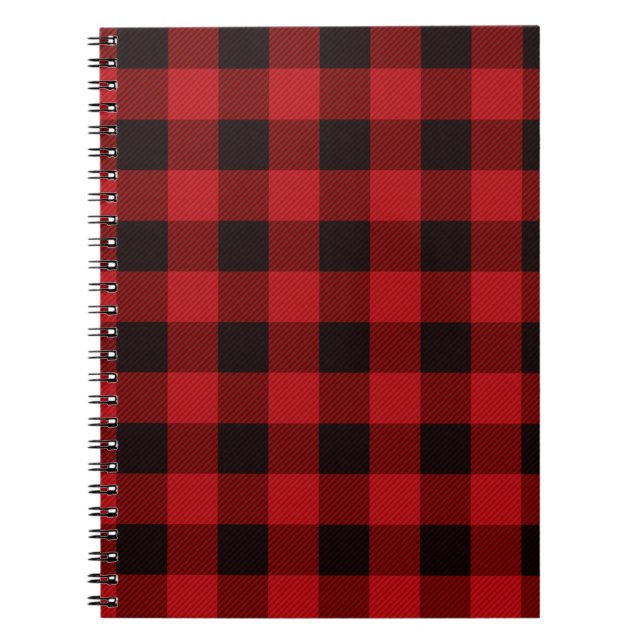 Caderno Espiral Classic red and black plaid pattern (Frente)