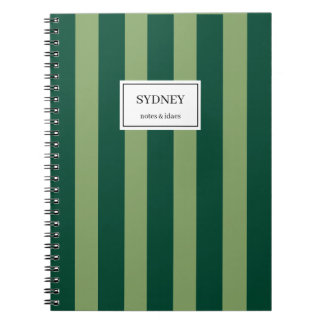 Caderno Espiral Classic Striped Notebook Custom Name Journal