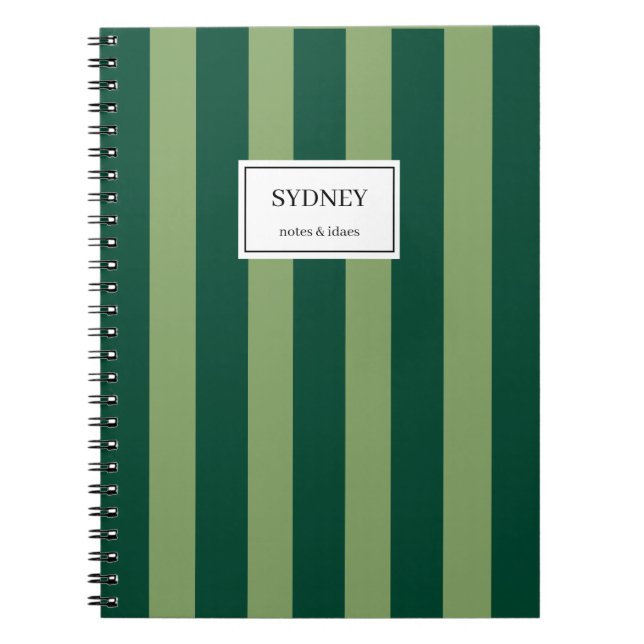 Caderno Espiral Classic Striped Notebook Custom Name Journal  (Frente)