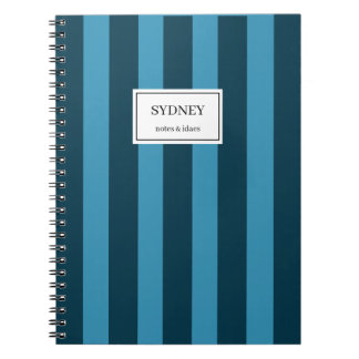 Caderno Espiral Classic Striped Notebook Custom Name Journal