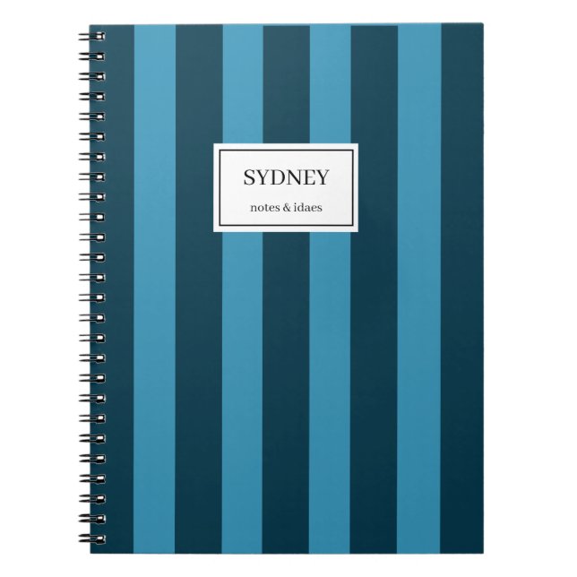 Caderno Espiral Classic Striped Notebook Custom Name Journal  (Frente)