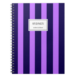 Caderno Espiral Classic Striped Notebook Custom Name Journal