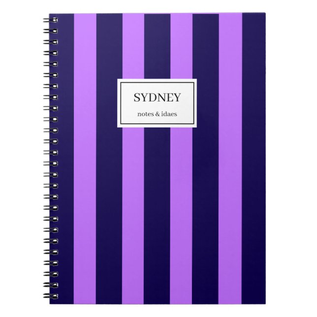 Caderno Espiral Classic Striped Notebook Custom Name Journal  (Frente)