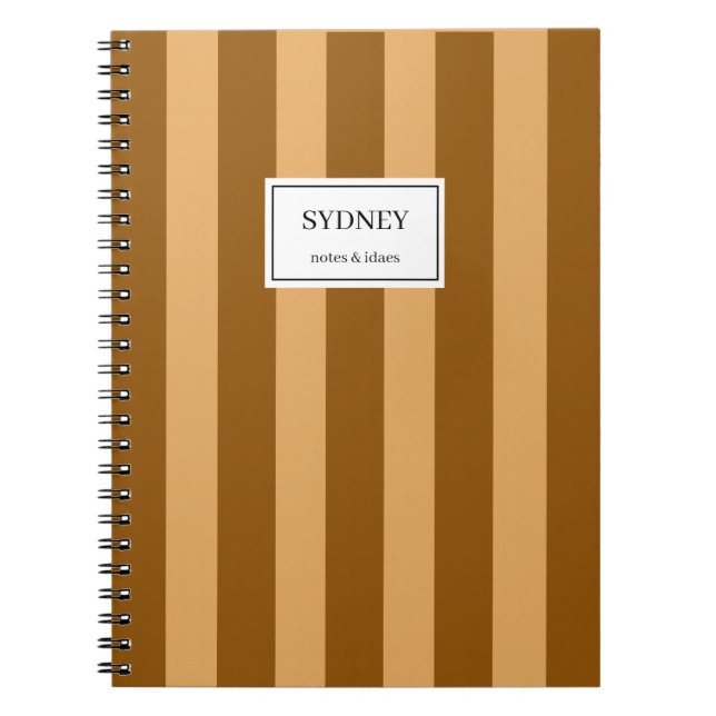 Caderno Espiral Classic Striped Notebook Custom Name Journal  (Frente)