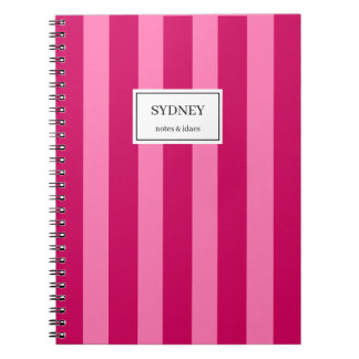 Caderno Espiral Classic Striped Notebook Custom Name Journal