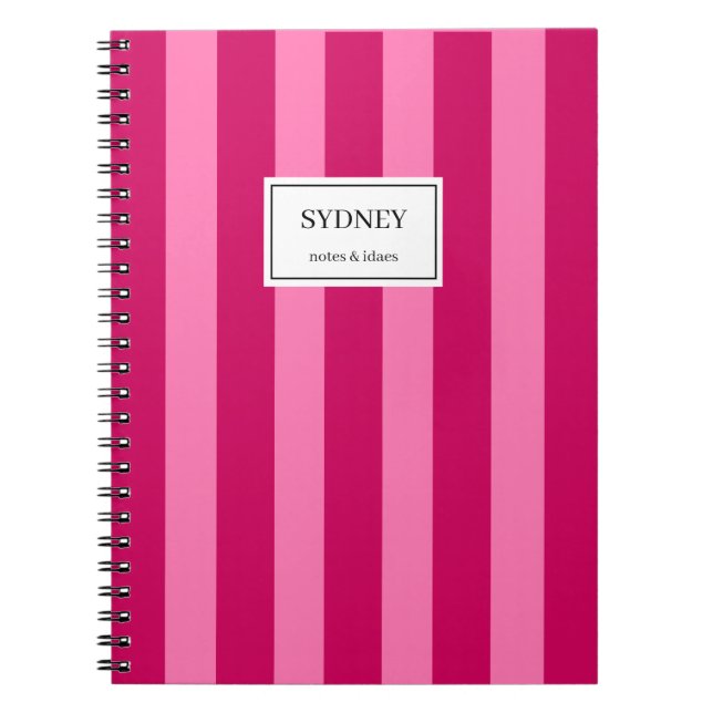 Caderno Espiral Classic Striped Notebook Custom Name Journal  (Frente)