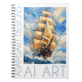 Caderno Espiral Classic Tall Ship at Sea – Impasto Nautical Art