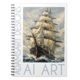 Caderno Espiral Classic Tall Ship at Sea – Impasto Nautical Art