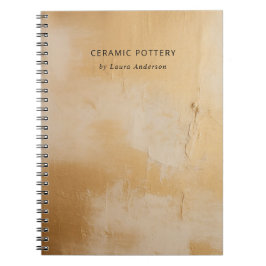 Caderno Espiral Clássica Artística Beige Dourada Óleo Textura