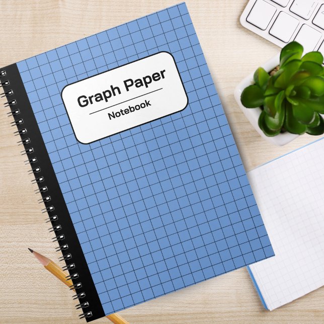 Caderno Espiral Clássico Azul e Branco com Quadriculado Personaliz (Blue & White Classic Quad Ruled Personalized Notebook)