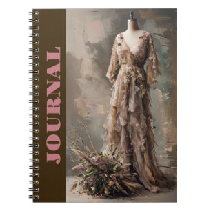 Caderno Espiral Clássico Beige Pequeno Vestido Preto LBD Vintage