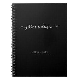 Caderno Espiral Clássico Black Modern Calliografia Girly Script