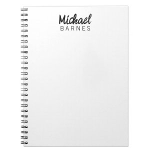 Caderno Espiral Clássico Branco Minimalista Simples Elegante