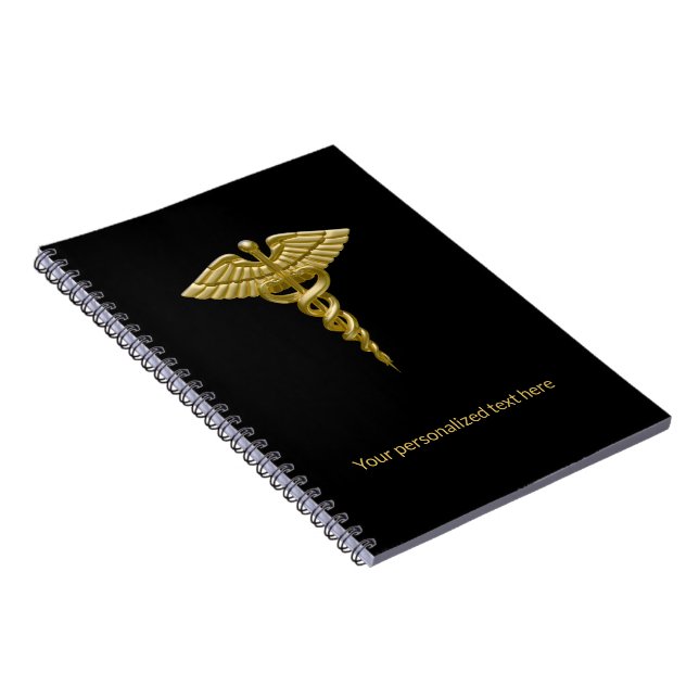 Caderno Espiral Clássico Caduco Dourado Médico a Preto - Notebook (Lado Direito)