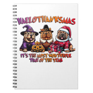 Caderno Espiral Clássico de Natal Shar Pei Halloween