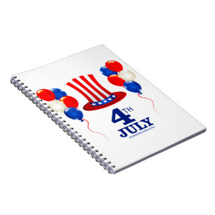 Caderno Espiral Clássico do dia 4 de julho da Independência do Sli