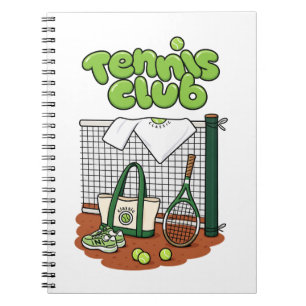 Caderno Espiral Clássico Gráfico de Esportes do Clube de Tênis – V