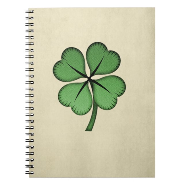 Caderno Espiral Clássico irlandês Lucky Shamrock (Frente)