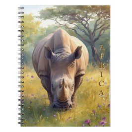 Caderno Espiral Clássico Retro Rinoceronte Africano