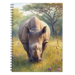 Caderno Espiral Clássico Retro Rinoceronte Africano