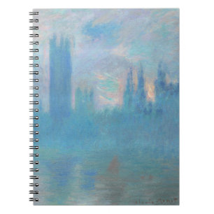 Caderno Espiral Claude Monet. Casas do Parlamento em Londres. Azul
