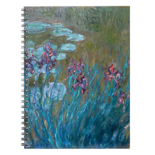 Caderno Espiral Claude Monet: Íris e lírios de água