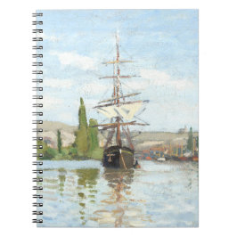 Caderno Espiral Claude Monet. Navios a voar no Sena em Rouen