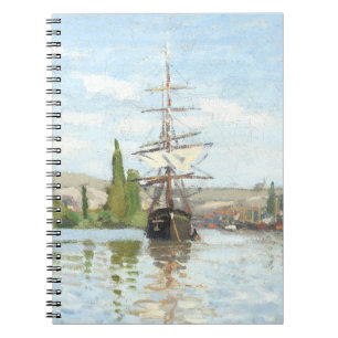 Caderno Espiral Claude Monet. Navios a voar no Sena em Rouen
