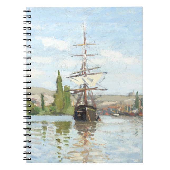 Caderno Espiral Claude Monet. Navios a voar no Sena em Rouen (Frente)