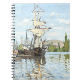 Caderno Espiral Claude Monet. Navios a voar no Sena em Rouen