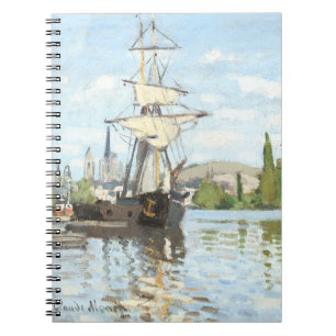 Caderno Espiral Claude Monet. Navios a voar no Sena em Rouen