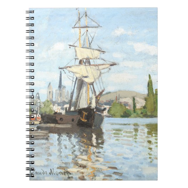 Caderno Espiral Claude Monet. Navios a voar no Sena em Rouen (Frente)